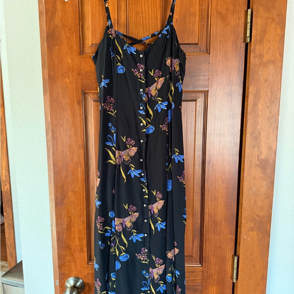 Floral Black Midi Dress